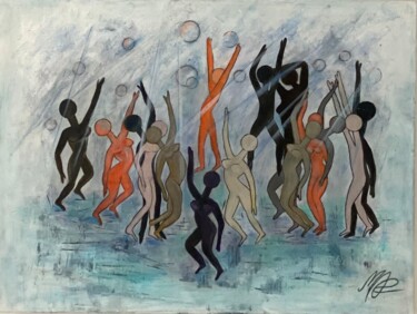 Painting titled "Danse de la pluie D…" by Mac.Cadart, Original Artwork, Acrylic Mounted on Wood Stretcher frame