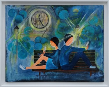 Painting titled "Matching couple Dép…" by Mac.Cadart, Original Artwork, Acrylic Mounted on Wood Stretcher frame