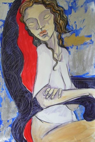 Pintura titulada "mujer descansando" por Macafernandezguzman, Obra de arte original