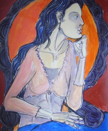 Pintura titulada "mujer sentada" por Macafernandezguzman, Obra de arte original
