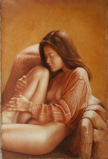 Картина под названием "nude asiat" - Ju Baiz, Подлинное произведение искусства, Масло