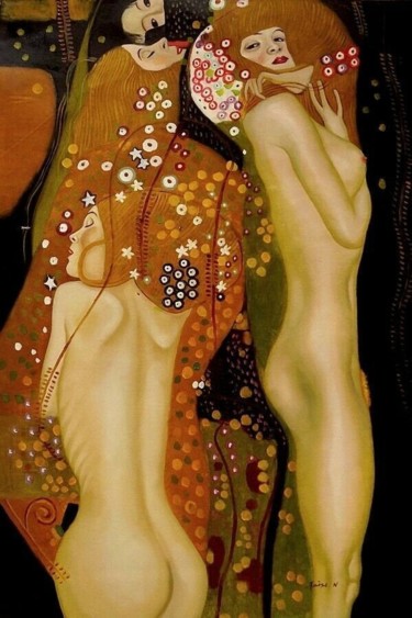 Painting titled "portrait femmes d'a…" by Ju Baiz, Original Artwork, Oil