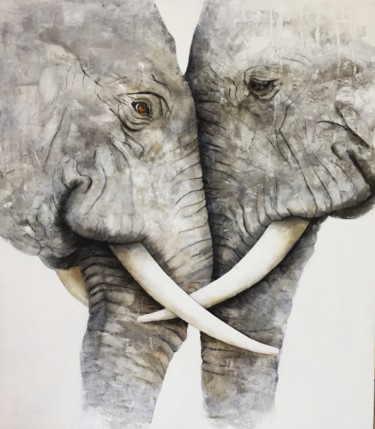 Peinture intitulée "Elefantes 3" par Ricardo Pommer, Œuvre d'art originale, Acrylique