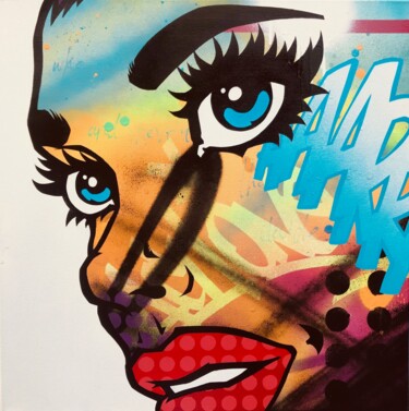 Painting titled "Doubt." by Mach-One, Original Artwork, Spray paint Mounted on Wood Stretcher frame