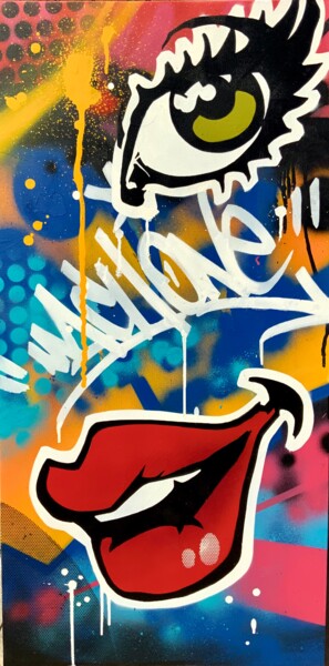 Painting titled "MachOne" by Mach-One, Original Artwork, Spray paint Mounted on Wood Stretcher frame