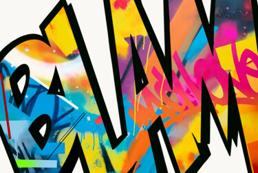 Painting titled "BLAM!" by Mach-One, Original Artwork, Spray paint