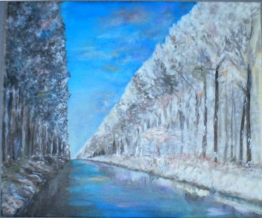 Painting titled "Floresta com neve" by Machado Dos Santos, Original Artwork