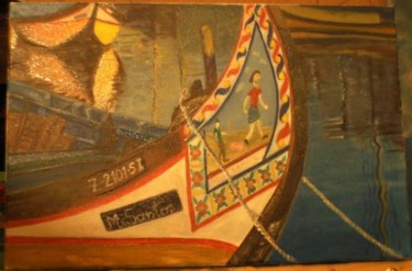 Painting titled "Barcos de pesca - 0…" by Machado Dos Santos, Original Artwork