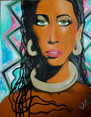 Golden Goddess Painting titled "Golden Goddess" by Macha Moussa, Original Art, Acrylic Mounted on Other rigid panel