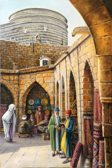 Peinture intitulée "The marketplace" par Rauf Janibekov, Œuvre d'art originale, Huile