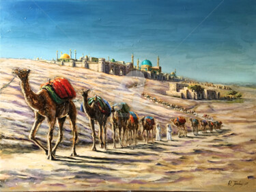 Peinture intitulée "The Grat Silkway" par Rauf Janibekov, Œuvre d'art originale, Huile Monté sur Châssis en bois