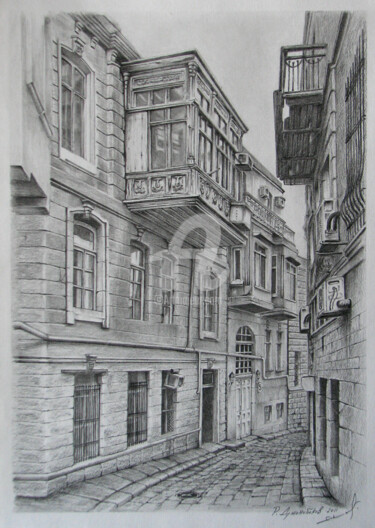 Dessin intitulée "The old street" par Rauf Janibekov, Œuvre d'art originale, Autre