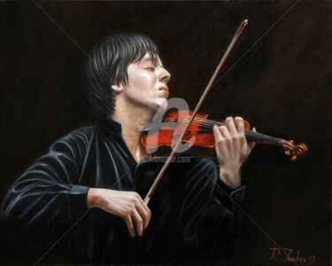 Schilderij getiteld "Violinist" door Rauf Janibekov, Origineel Kunstwerk, Olie