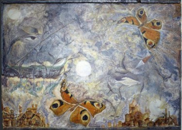 Peinture intitulée "Pêche aux Trois Lun…" par Macha Volodina, Œuvre d'art originale, Huile