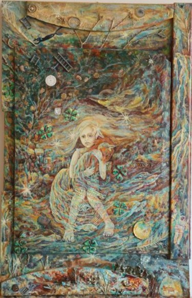 Peinture intitulée "Sur la Terre, le Ci…" par Macha Volodina, Œuvre d'art originale, Huile