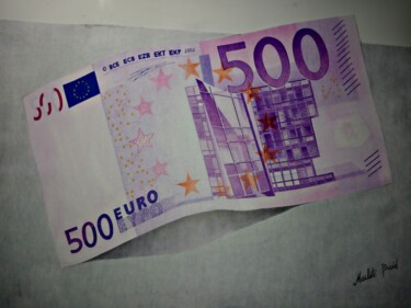 Dibujo titulada "Billet de 500€" por Machété Braid, Obra de arte original, Bolígrafo Montado en Bastidor de camilla de madera