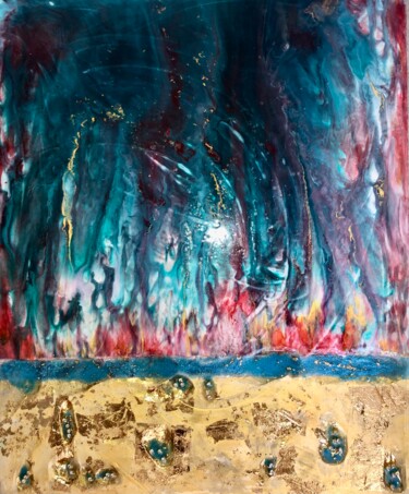 Peinture intitulée "turquoise glaze" par Machnolga, Œuvre d'art originale, Acrylique Monté sur Autre panneau rigide