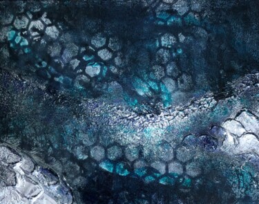 Картина под названием "blue in silver" - Machnolga, Подлинное произведение искусства, Акрил Установлен на Деревянная рама дл…