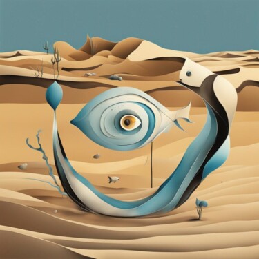 Digital Arts titled "fish in the desert…" by Machnolga, Original Artwork, AI generated image