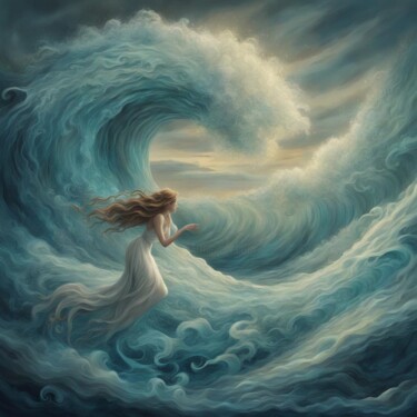 Arts numériques intitulée "On the waves" par Machnolga, Œuvre d'art originale, Peinture numérique
