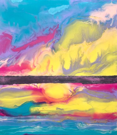 Картина под названием "Sunrise" - Machnolga, Подлинное произведение искусства, Акрил Установлен на Деревянная рама для носил…