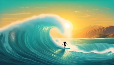 Arts numériques intitulée "On the waves 1" par Machnolga, Œuvre d'art originale, Peinture numérique
