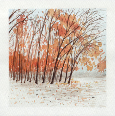 Malerei mit dem Titel "Cold autumn" von Maciej Kłosowski, Original-Kunstwerk, Aquarell
