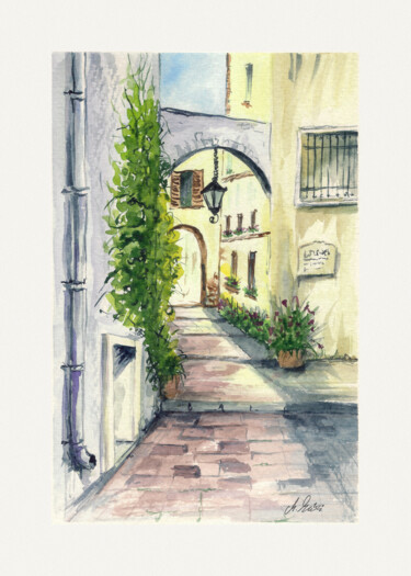 Painting titled "Tuscany" by Maciej Kłosowski, Original Artwork, Watercolor