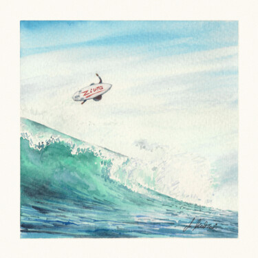 Malerei mit dem Titel "Surfing" von Maciej Kłosowski, Original-Kunstwerk, Aquarell