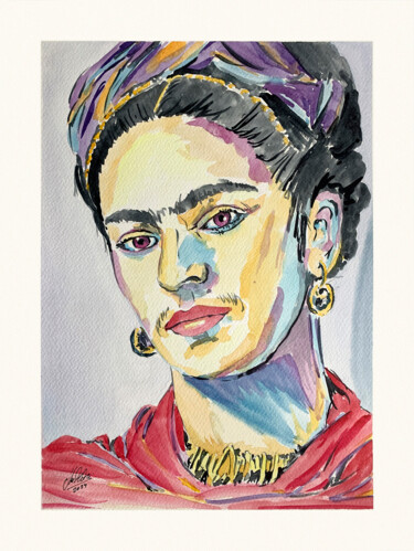 Painting titled "Frida Kahlo" by Maciej Kłosowski, Original Artwork, Watercolor