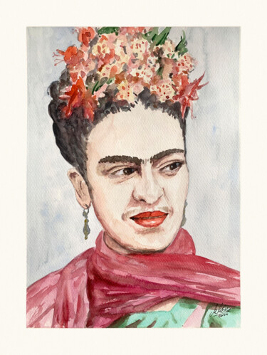 Painting titled "Frida Kahlo 3" by Maciej Kłosowski, Original Artwork, Watercolor