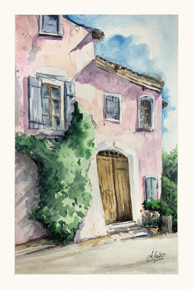 Painting titled "House in the south" by Maciej Kłosowski, Original Artwork, Watercolor