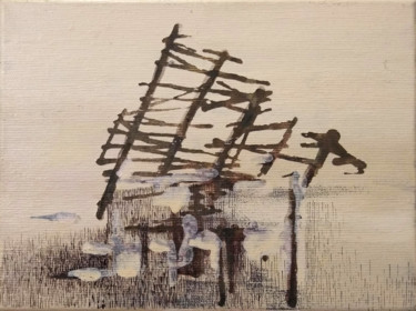 Malerei mit dem Titel "Destroyed house XVII" von Maciej Szczurek-Maksymiuk, Original-Kunstwerk, Acryl