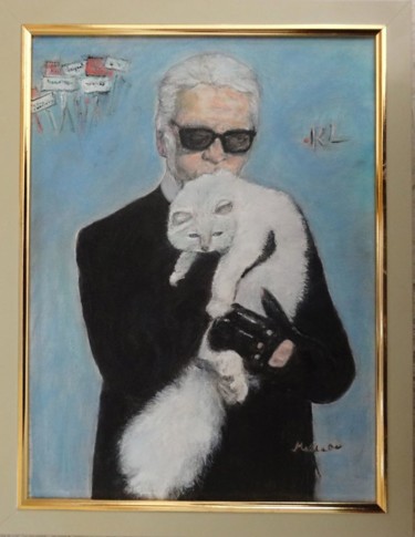 Painting titled "karl-et-choupette" by Maclade, Original Artwork, Oil