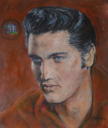 Schilderij getiteld "Portrait d'Elvis, l…" door Maclade, Origineel Kunstwerk, Olie