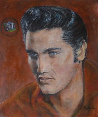 Malerei mit dem Titel "Portrait d'Elvis, l…" von Maclade, Original-Kunstwerk, Öl