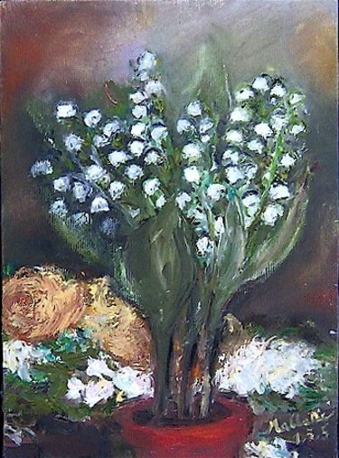 Pintura intitulada "Muguet Porte Bonheu…" por Maclade, Obras de arte originais