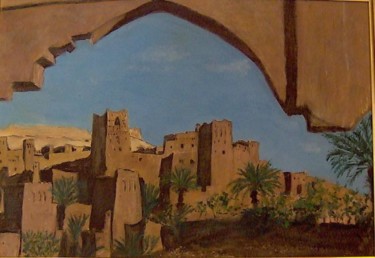Peinture intitulée "Kasbah du sud maroc…" par Maclade, Œuvre d'art originale, Huile