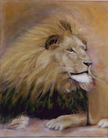 Peinture intitulée "Lion Altier" par Maclade, Œuvre d'art originale, Huile