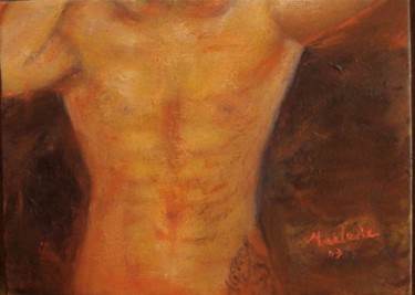 Peinture intitulée "Torse d'éphèbe tato…" par Maclade, Œuvre d'art originale, Huile