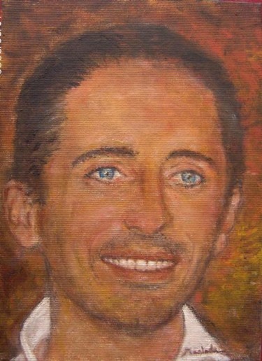 Schilderij getiteld "Portrait Gad Elmaleh" door Maclade, Origineel Kunstwerk, Olie