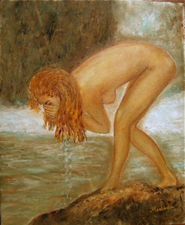 Painting titled "Naïade rousse se dé…" by Maclade, Original Artwork, Oil