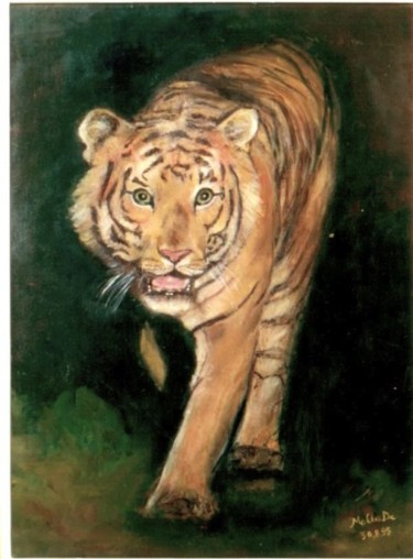 Painting titled "Tigre du Bengale" by Maclade, Original Artwork, Oil