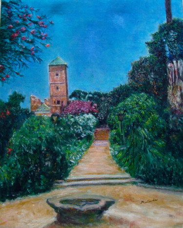 Peinture intitulée "Jardin des Oudayas.…" par Maclade, Œuvre d'art originale, Huile