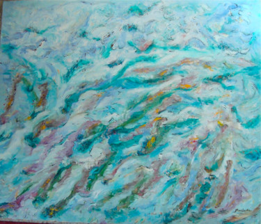 Schilderij getiteld "et les vagues nous…" door Maclade, Origineel Kunstwerk, Olie