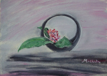 Peinture intitulée "mini-ikebana-cercle" par Maclade, Œuvre d'art originale, Huile