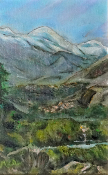 Painting titled "village à l'ombre d…" by Maclade, Original Artwork, Oil