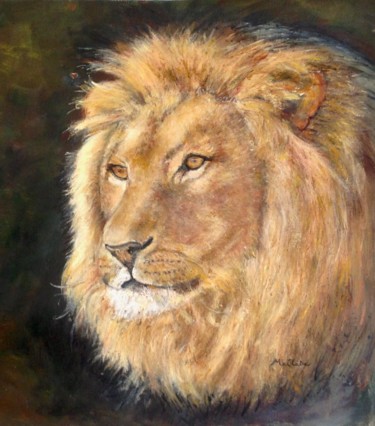 Peinture intitulée "Portrait de Lion" par Maclade, Œuvre d'art originale, Huile
