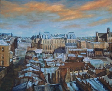 Peinture intitulée "Rooftops of Paris" par Mac, Œuvre d'art originale, Huile