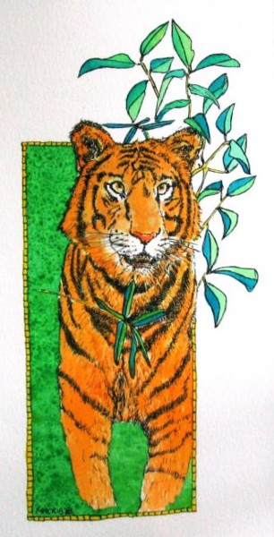 Peinture intitulée "Tigre" par Macrib, Œuvre d'art originale, Huile